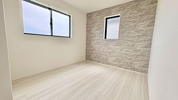 洋室5.2帖　アクセントクロスでモダンなお部屋を演出しています。