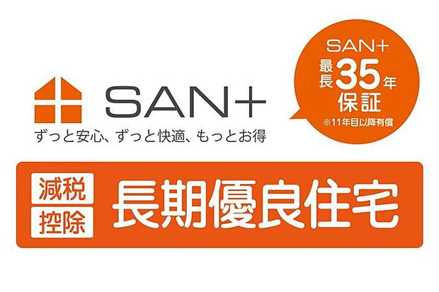 ずっと安心、ずっと快適、もっとお得なSAN+は、世代を超えて住み続けられる長期優良住宅が標準仕様です