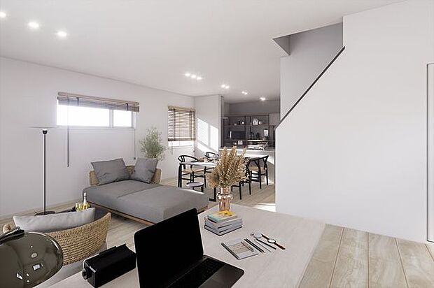 リビングパース　リビングイン階段で家族の交流も増えます。