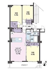 入間ビレジ8号棟 3LDKの間取図画像