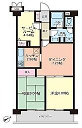 朝日パリオ武蔵藤沢 2SLDKの間取図画像