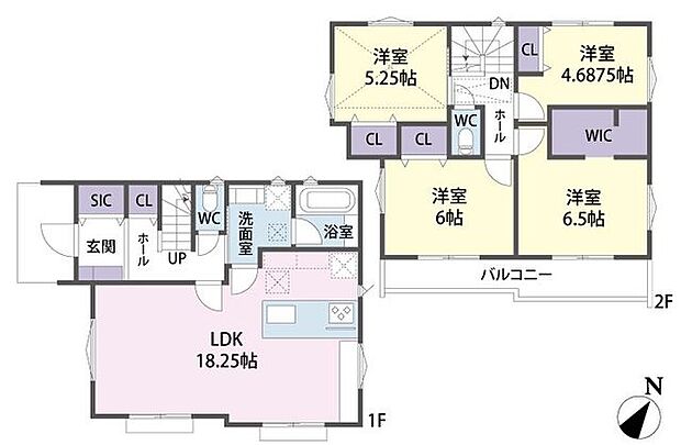 1号棟 間取り図 4LDK+SIC