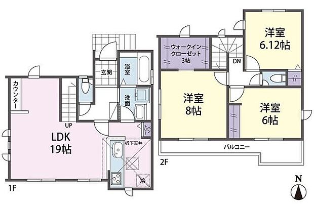 間取り図3LDK+WIC+パントリー