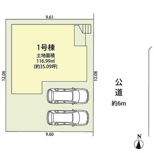 区画図カースペース 並列2台駐車可!