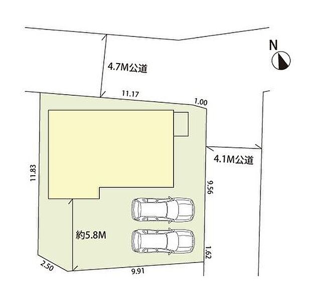 区画図土地 44.47坪!