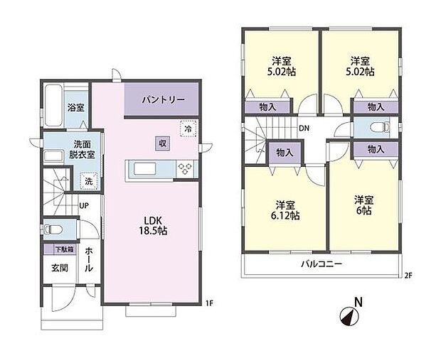 B号棟　間取り図4LDK+カースペース