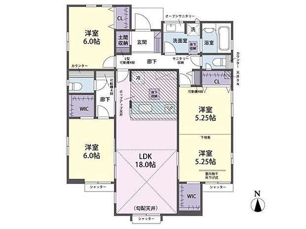 間取り図3LDK+カースペース3台（車種による）