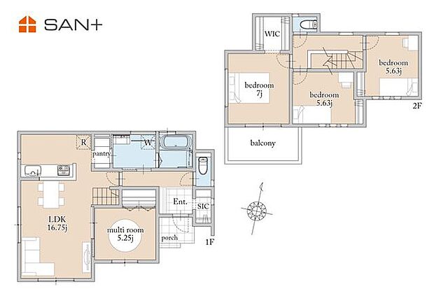 3号棟 間取り図4LDK+SIC+カースペース2台
