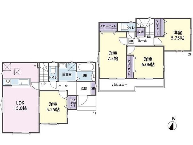 B号棟　間取り図4ＬＤＫ＋カースペース