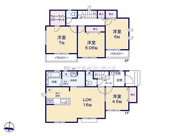 A号棟　間取り図4LDK+カースペース2台