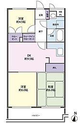 ライオンズマンション川越笠幡 3DKの間取図画像