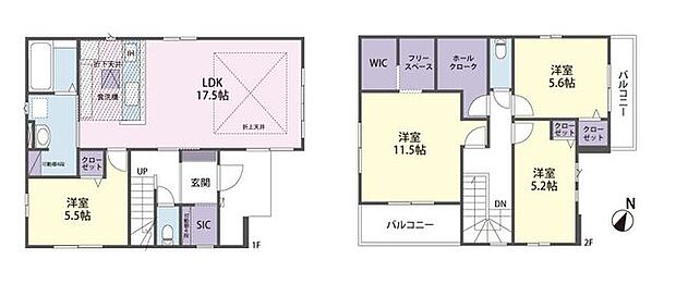 間取り図4LDK+WIC+SIC+ホールクローク