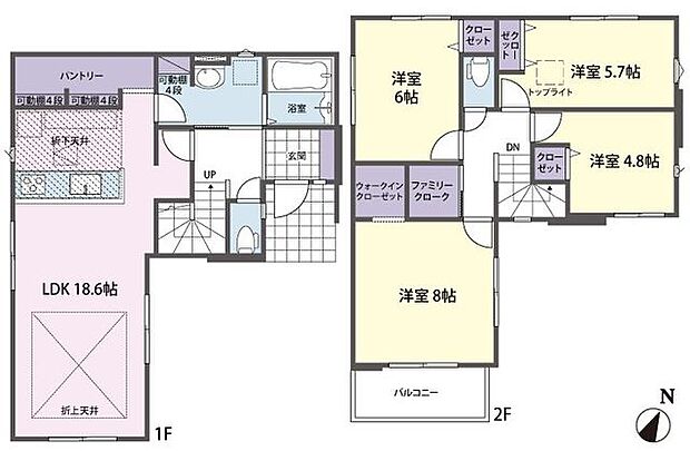 1号棟　間取り図4LDK+パントリー＋カースペース