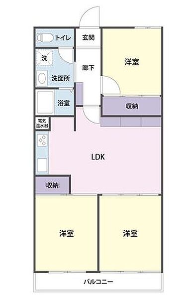 明るく暖かい陽射しが期待できる南西向きの3LDKです。