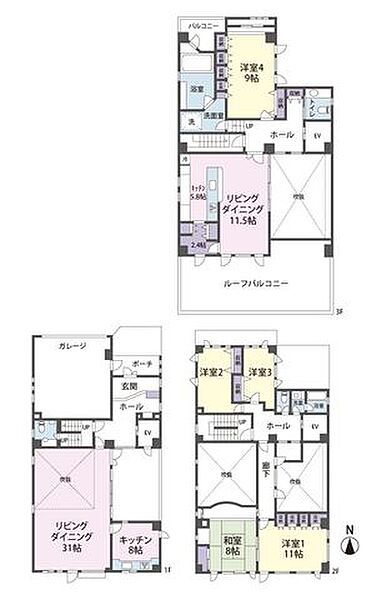 間取りは4LDK+1LDK。ゆとりのある間取り設計です。