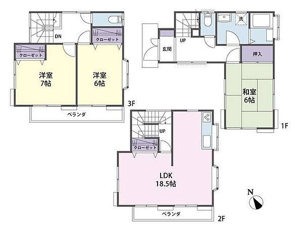 プライバシーが保てる2階リビングのお住まいです。