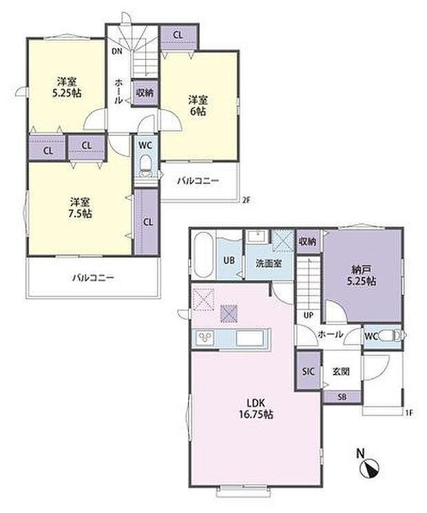 B号棟　間取り図4LDK+カースペース2台