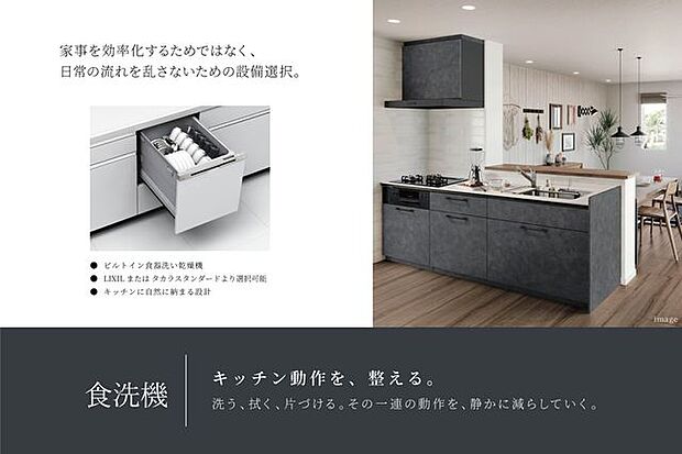 住まい全体の設計思想の中で、食洗機を標準仕様として位置つけています。