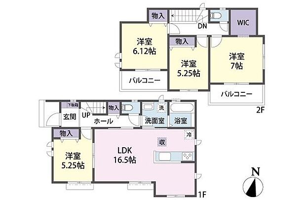 WICを含む全居室収納付きの4LDKのお住まいです。