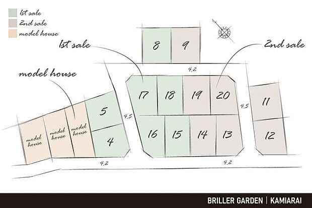 全体区画図　西所沢駅徒歩10分〜の好立地！全17区画の新規開発分譲地です！