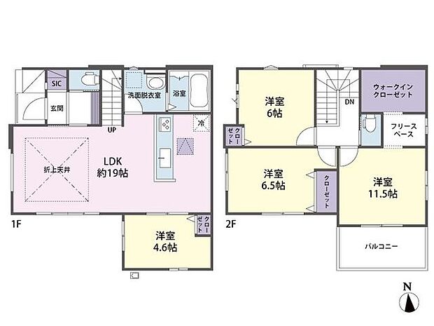 間取りは4LDK。水回りの近い家事動線で家事の負担も軽減されます。