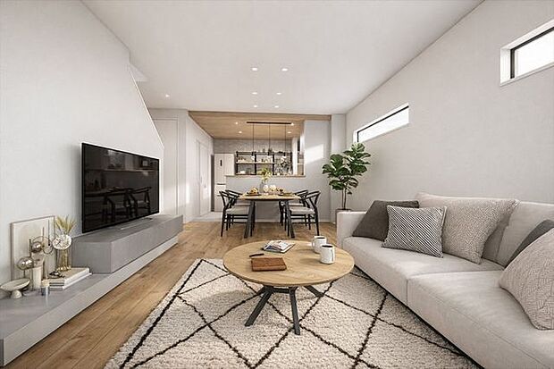 ナチュラルな木目とニュートラルカラーが優しい空間を演出します。