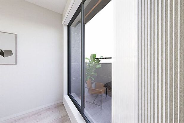 主寝室から繋がるバルコニーはくつろぎの一角としても有意義に活用いただけます。