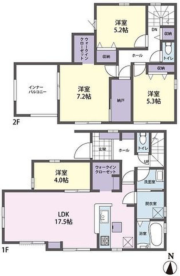 間取り図 自由に使えるストレージルームつきの4LDKです。