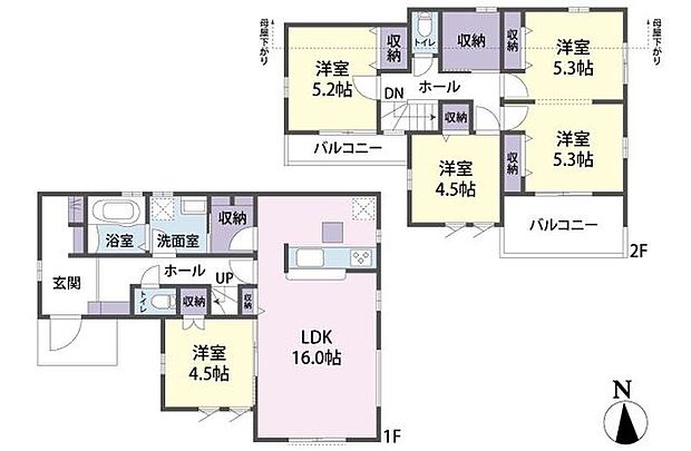 間取図　1号棟