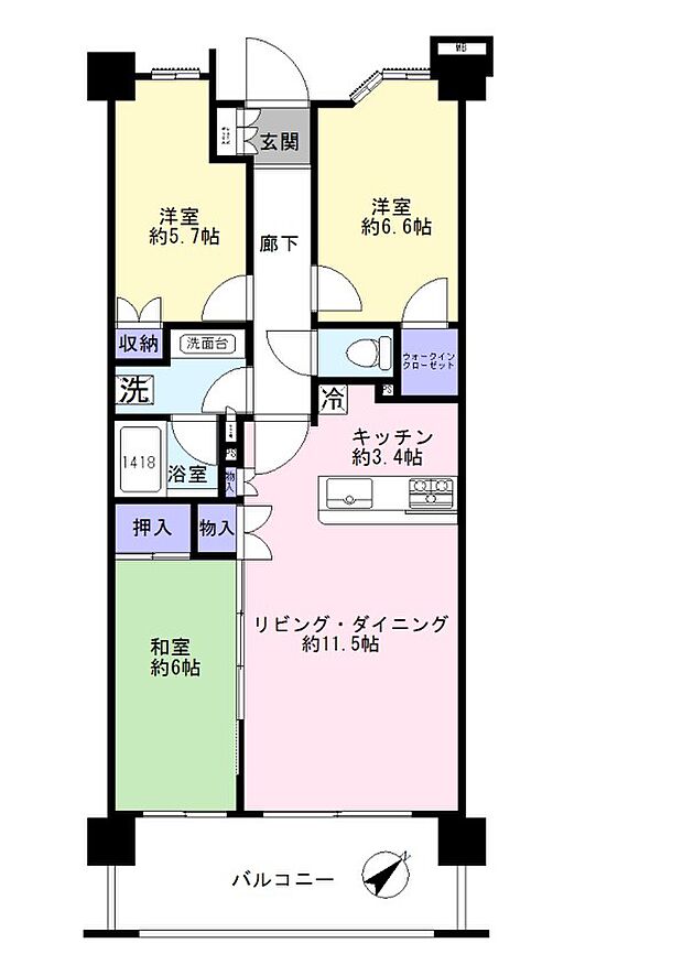 ザ・ガーデンアイルサウスアイル(3LDK) 5階の間取り