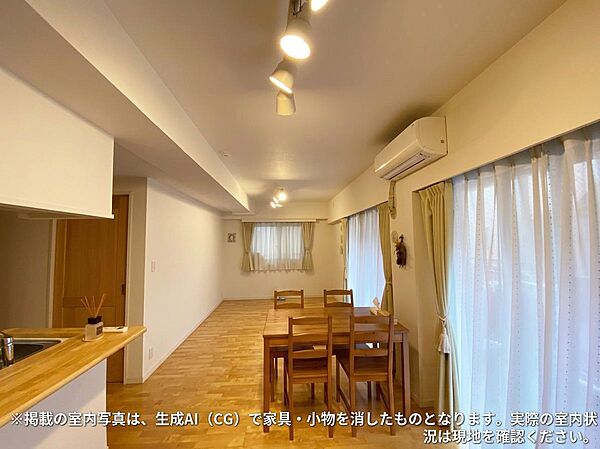 リビング※掲載の室内写真は、生成AI（CG）で家具・小物を消したものとなります。実際の室内状況は現地を確認ください。