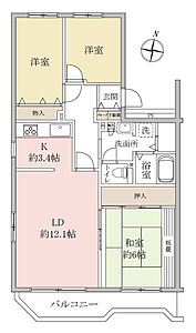 間取り:【3LDK】南西角部屋につき陽当り・通風良好! 間取り:【3LDK】南西角部屋につき陽当り・通風良好!