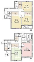 取手市野々井 戸建て 4DKの間取り