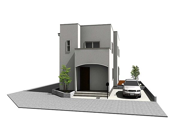 完成予想図【Hascasa・参考プラン】・建物価格2970万円（税込）・延床面積115.21平米（34.78坪）*1階61.07平米（18.43坪）、2階54.14平米（16.35坪）