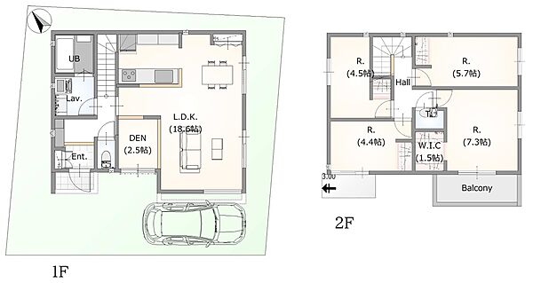 【Has casa・参考プラン】・建物プランは一例です。・付帯工事費用約592万円（税込）別途かかります。・完成予想図は図面を基に描き起こしたもので実際とは多少異なります。