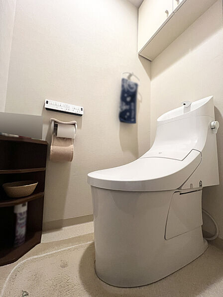 一体型トイレは継ぎ目がすくなく、お掃除らくらく。すっきりとした印象をあたえます。