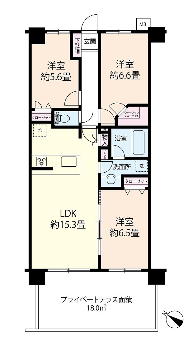 3LDK＋ウォークインクローゼット＋専用庭付！（約18平米）大切な家族の一員でもあるペットと暮らせるファミリー向けのマンションです！