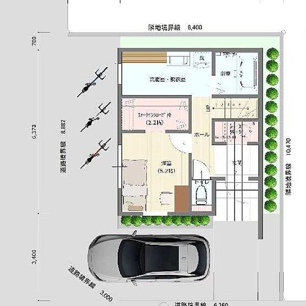 3階建プラン□1F床面積 32.29?（ 9.76坪）