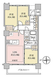 シティタワー金町タワー棟A棟 3LDKの間取図画像
