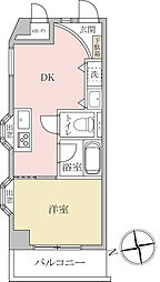 オリンポス隅田公園壱号館 1DKの間取図画像