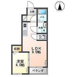エスポワールＳ 1階1LDKの間取り
