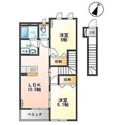 ブルーム・サティ 2階2LDKの間取り