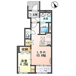 仮)秋保新築アパート(1期) 1LDKの間取図画像