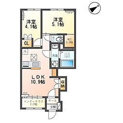 袋原2丁目アパート新築工事 2LDKの間取図画像