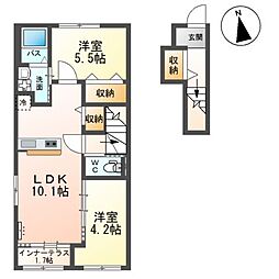 パステルリリィ(Pastel lily) 2階2LDKの間取り