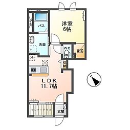 エトワール 1階1LDKの間取り