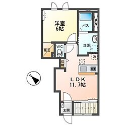 エトワール 1階1LDKの間取り