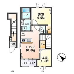 エトワール 2階2LDKの間取り