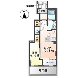 下野市下石橋新築アパート 1LDKの間取図画像