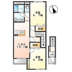 サンフォレスト石橋 2LDKの間取図画像